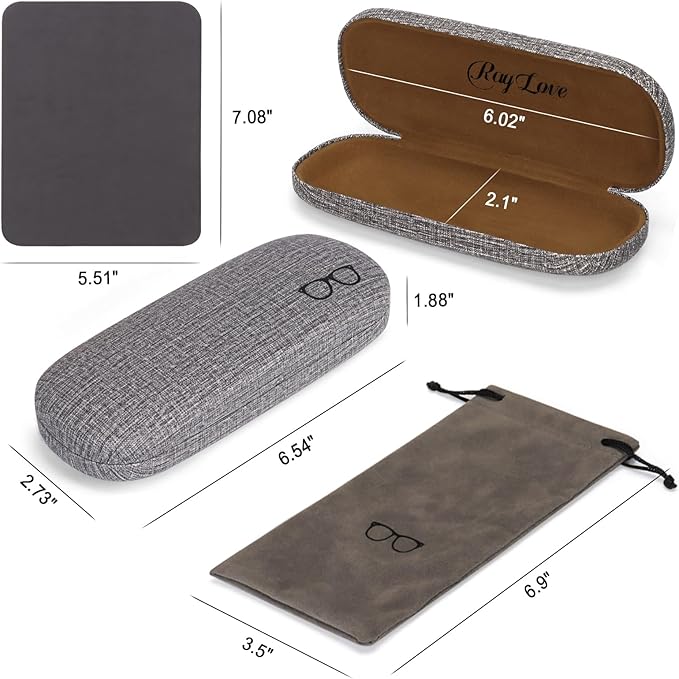 RayLove 3-Pack Hard Shell Eyeglasses Case Large Reading Glasses Hard Case