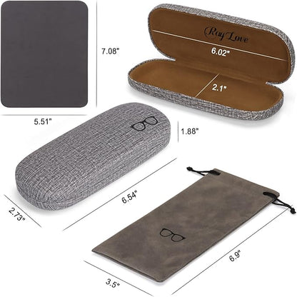 RayLove 3-Pack Hard Shell Eyeglasses Case Large Reading Glasses Hard Case