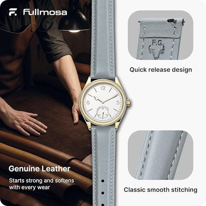Fullmosa Watch Band, Quick Release Leather Watch Strap for Men Women, Replacement Bands Width 12mm 14mm 16mm 18mm 19mm 20mm 21mm 22mm 24mm