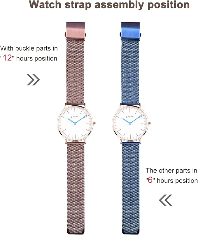 EACHE Stainless Steel Mesh Watch Band for Men Women, Quick Release Mesh Watch Straps 12mm 14mm 16mm 18mm 20mm 22mm