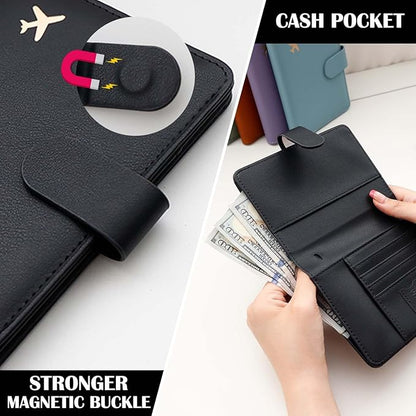 Melsbrinna Premium Leather Passport Holder Covers Case, Waterproof Rfid Blocking Travel Wallet Passport Holder with Pen Holder, Cute Passport Book for Women/Men