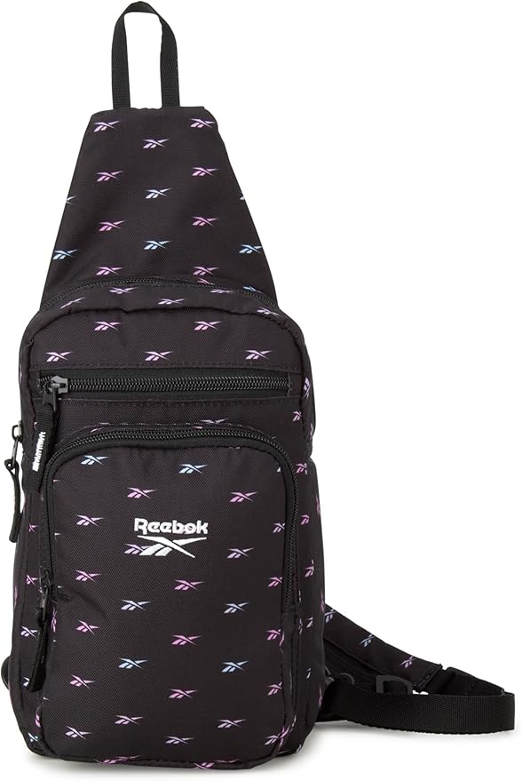 Reebok Unisex Crossbody Sling Bags – Compact Convertible Strap Cross Body Bag Travel Sling Bag - Gym & Travel Essential, Cosmos Black Ombre
