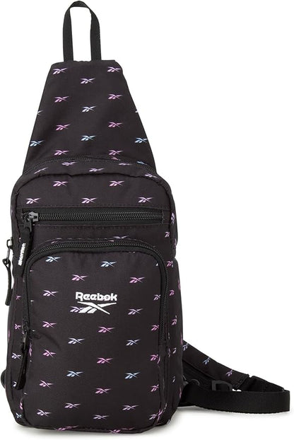 Reebok Unisex Crossbody Sling Bags – Compact Convertible Strap Cross Body Bag Travel Sling Bag - Gym & Travel Essential, Cosmos Black Ombre