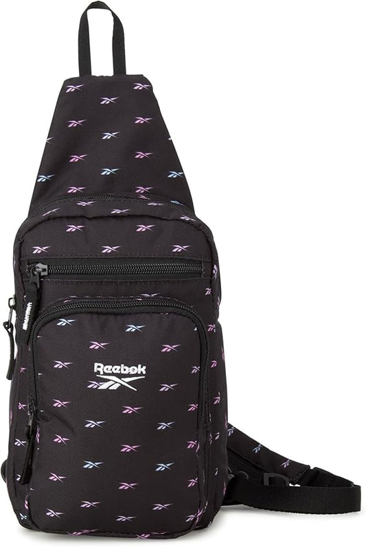 Reebok Unisex Crossbody Sling Bags – Compact Convertible Strap Cross Body Bag Travel Sling Bag - Gym & Travel Essential, Cosmos Black Ombre