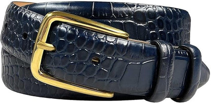 Andrew/Armando - Dress Belt Solid Brass Buckle (Gold & Silver) Genuine Full-Grain Cowhide Leather Belt 1-1/8"(30mm) Wide