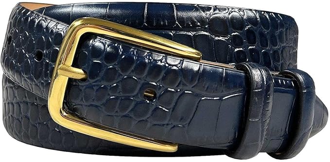 Andrew/Armando - Dress Belt Solid Brass Buckle (Gold & Silver) Genuine Full-Grain Cowhide Leather Belt 1-1/8"(30mm) Wide