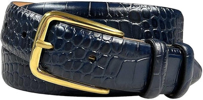 Andrew/Armando - Dress Belt Solid Brass Buckle (Gold & Silver) Genuine Full-Grain Cowhide Leather Belt 1-1/8"(30mm) Wide