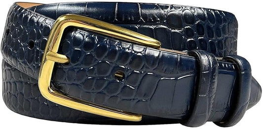 Andrew/Armando - Dress Belt Solid Brass Buckle (Gold & Silver) Genuine Full-Grain Cowhide Leather Belt 1-1/8"(30mm) Wide