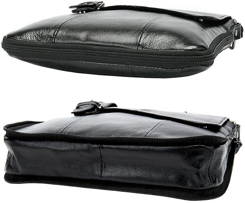 Hebetag Small Leather Sling Shoulder Bag Messenger Pack for Men Women Outdoor Travel Business