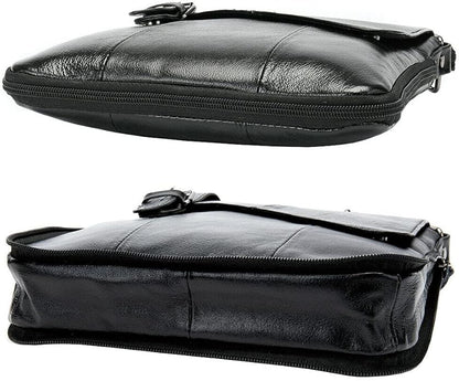 Hebetag Small Leather Sling Shoulder Bag Messenger Pack for Men Women Outdoor Travel Business