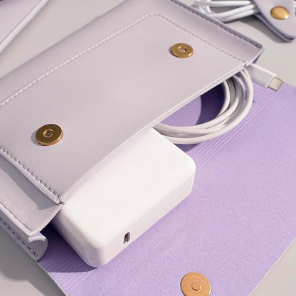 PU Leather Laptop Sleeve Compatible with New 14 inch MacBook Pro A2992 A2779 A2442,Old MacBook Pro Air 13, Surface Laptop 5th Gen 13.5, Thinkpad X1 Carbon 14 Set of 4PCS Color Light Purple