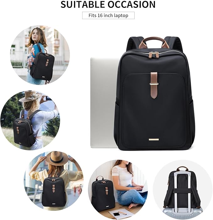 Laptop Backpack for Women,Carry on Travel Backpack Casual Work Business Backpacks Purse College,16 Inch,Black