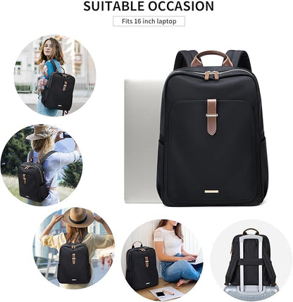 Laptop Backpack for Women,Carry on Travel Backpack Casual Work Business Backpacks Purse College,16 Inch,Black