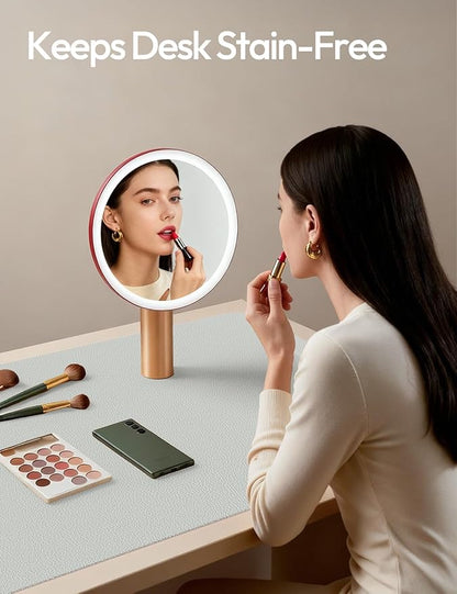 YSAGi Leather Desk Protector, Office Mat, Large Mouse Mat, Non-Slip PU Leather Blotter, Laptop Desk, Waterproof Writing Pad for Office and Home (Light Grey, 47" x 17")