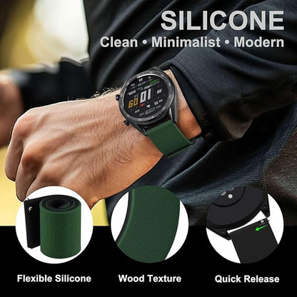 WOCCI Magnetic Watch Bands, Wood Grain Silicone, Quick Release, Compatible Watch Lug 20mm 22mm