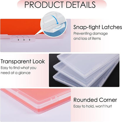 6 Pack Photo Storage Box, Fits 8" x 10" Photo, Large Plastic Scrapbook Paper Storage with Snap-Tight Latch, Photo Organizer for Protecting Photos, Crafts, Scrapbooks, Office Supplies, A4 Files