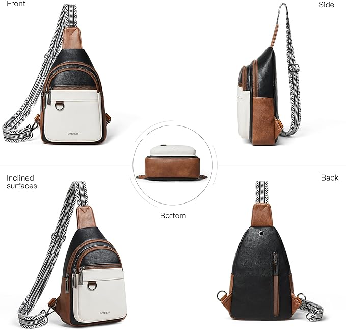 Leresas 7L Sling Bag for Women Men Vegan Leather Crossbody Bags Fanny Pack Purse Backpack Over Shoulder Bag Travel Anti Theft