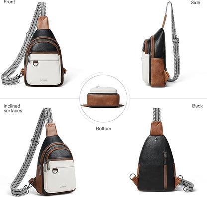 Leresas 7L Sling Bag for Women Men Vegan Leather Crossbody Bags Fanny Pack Purse Backpack Over Shoulder Bag Travel Anti Theft