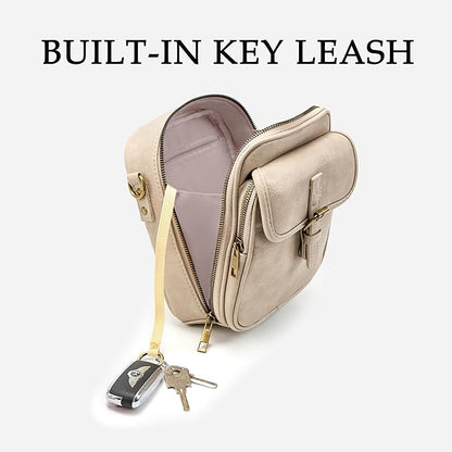 Small Messenger Bag Vegan Leather Crossbody Bag for Women Men, Vintage Cross Body Shoulder Purse with Card Slots