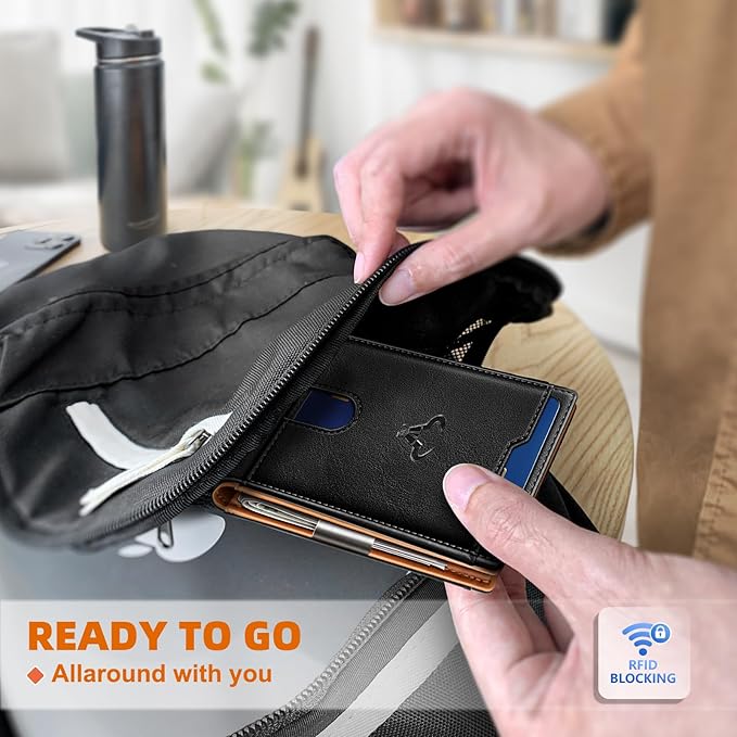 BULLIANT Men Wallet Airtag&Standard Use,Slim Front Pocket Wallet Money Clip for Gifg Men RFID Blocking 11Cards