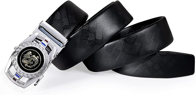 Dubulle Designer Mens Belts, Sliding Automatic Buckle Ratchet Dress Belt TOP Genuine Leather Strap Gifts