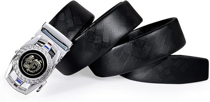 Dubulle Designer Mens Belts, Sliding Automatic Buckle Ratchet Dress Belt TOP Genuine Leather Strap Gifts