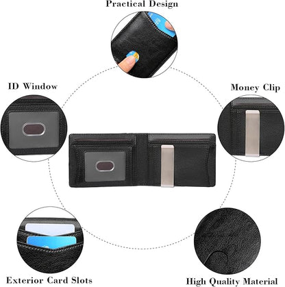 Slim Wallet for Men Bifold RFID Blocking Front Pockets Wallet Credit Card Holder Minimalist Leather Money Clip Mens Wallet with 12 card Slots