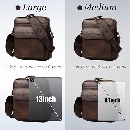 Leathario Crossbody Bag For Men Vegan Leather Shoulder Messenger Purse Sling Satchel Bag For Work Business Travel | Vegan Leather, Purse, For Work, Business, Travel