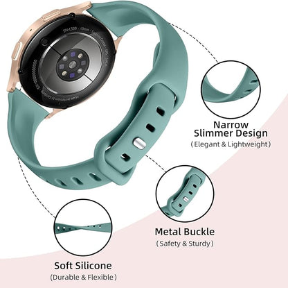 GEAK Compatible with Galaxy Watch 7 Bands/Samsung Galaxy Watch 4 5 6 Band 40mm 44mm,20mm Soft Slim Silicone Replacement Band for Watch 4 6 Classic 42mm 46mm 43mm 47mm Large Black/Navy/Plum/Pine Green