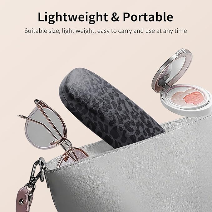 Glasses Case Hard Shell, Leather Protective Case for Sunglasses with Cleaning Cloth, Cute Eyeglass Cases for Women