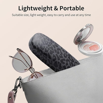 Glasses Case Hard Shell, Leather Protective Case for Sunglasses with Cleaning Cloth, Cute Eyeglass Cases for Women