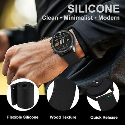 WOCCI Magnetic Watch Bands, Wood Grain Silicone, Quick Release, Compatible Watch Lug 20mm 22mm