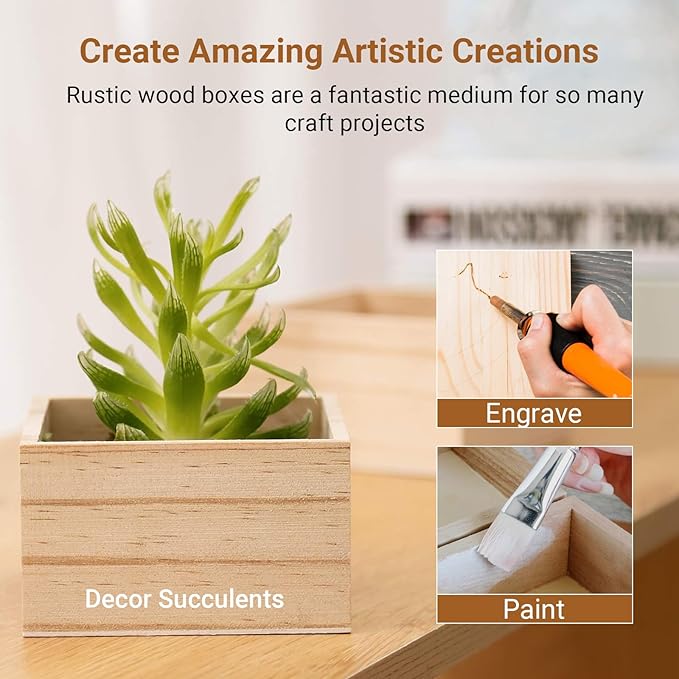 CALPALMY (12 Pack) 6" x 6" Unfinished Wooden Box Storage Organizer Small Wooden Boxs for Art Crafts Collectibles Home Venue Decor