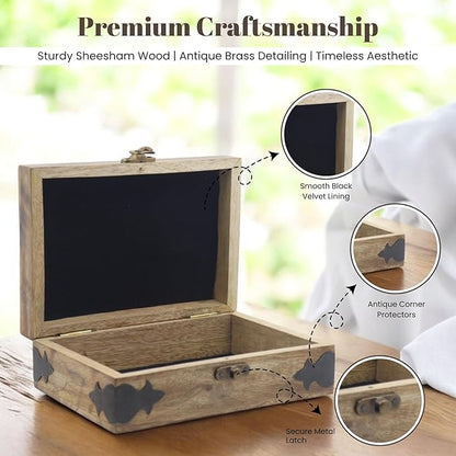 Handmade Wooden Jewelry Box with Tree of Life Engraving – Antique Handcarved Keepsake Organizer for Women & Men | Solid Wood Storage Box for Jewelry, Trinkets, Gifts & Home Décor