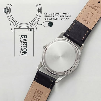 BARTON WATCH BANDS - Top Grain Leather Watch Bands Compatible with Apple Watch Models - 1, 2, 3, 4, 5, 6, 7, 8, 9, 10, SE, Ultra & Ultra 2