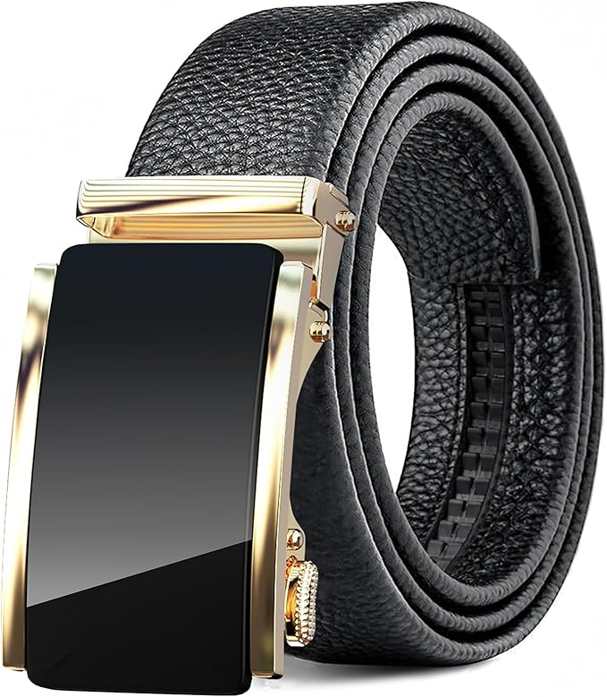 Men's Belt,Leather Ratchet Dress Belts with Sliding Adjustable Belts Dress Casual Jeans Comfort Trim to Fit