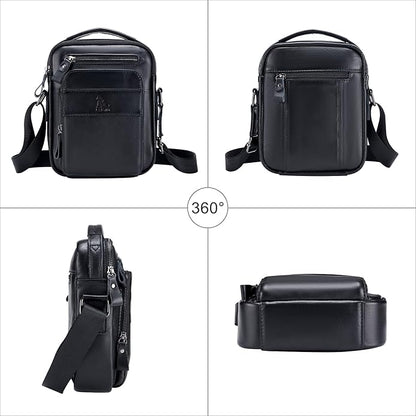 BAIGIO Genuine Leather Small Messenger Bag for Men Shoulder Bag for Ipad Crossbody Bag Men Handbag Satchel Travel Business