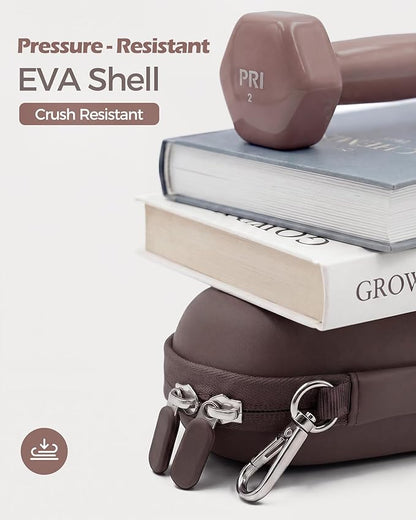 ProCase Double Sunglasses Case, Hard EVA Shell Shockproof Dual Eyeglass Case for Men Women with Metal Hook and Velvet Lining, Travel Zipper Glasses Holder Organizer for Couple Gifts -Chocolate