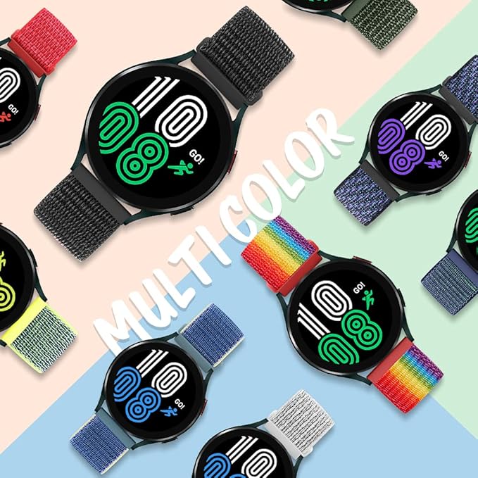 20mm Nylon Quick Release Band Compatible with Samsung Galaxy Watch 7 6 5 4 40mm 44mm/Garmin Vívoactive 6/5/3/3 Music/Forerunner 570 42mm/55/158/165/245/645/Amazift Active 2/Active/T-Rex 3 Pro 44mm