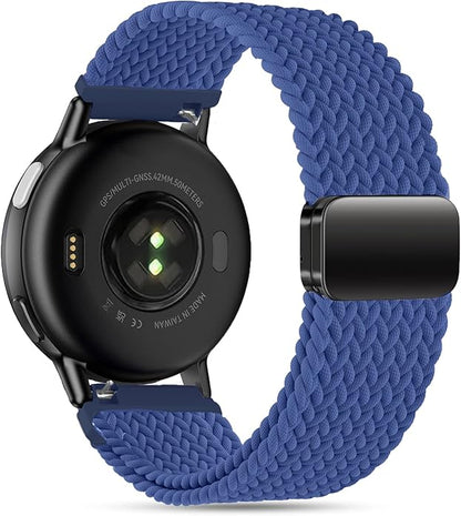 20mm Magnetic Braided Nylon Band Compatible With Garmin Vivoactive 6/Vivoactive 5/3/3 Music Watch Bands, Quick Release Stretchy Strap Replacement for Venu Sq 2/Forerunner 55/165/245/645