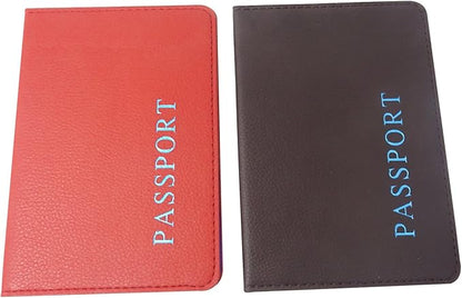 Honbay 2PCS Artificial Leather Passport Holder Cover Passport Case for Men and Women