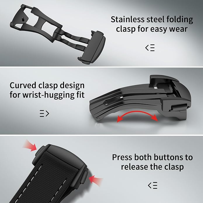 ULLCHRO Watch Strap Watch Band 20mm 22mm Man Waterproof Quick Release Bands Sport Replacement Strap Soft FKM Rubber Watchband