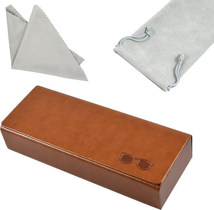Glasses Case hard shell,3-in-1 Sunglasses Case & Eyeglass Case with Cleaning Cloth & Storage Pouch