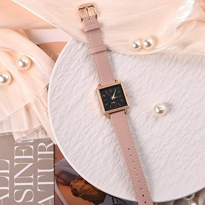 WOCCI 15mm Grace Leather Watch Band for Ladies, Top Grain Leather, Quick Release Replacement Strap with Rose Gold Buckle (Retro Pink)