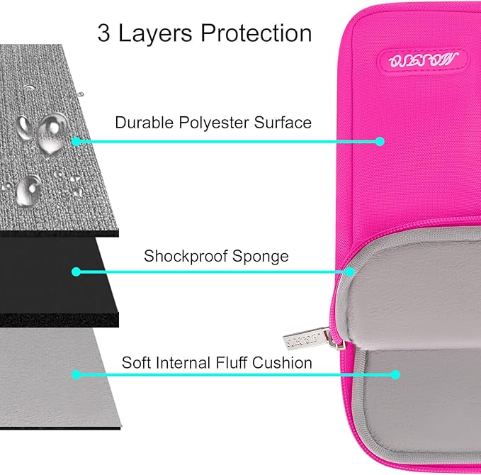 MOSISO Laptop Case 13.3 inch, 13-13.3 inch Laptop Sleeve Compatible with MacBook Air/Pro 13/Pro 14 M5 M4 M3 M2 M1, HP Dell ASUS Lenovo,Polyester Vertical Computer Sleeve Bag with Pocket, Bright Rose