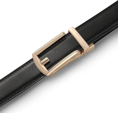 Founders & C Mens Ratchet Belt Leather Click 1 1/4" with Slide Buckle, Casual Dress Belt Adjustable