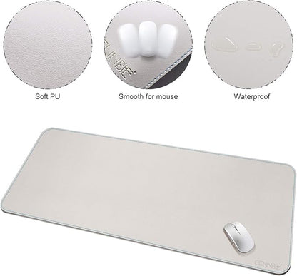 CENNBIE 47.2" x 19.6" Leather Desk mat, Desk mats on top of desks,Perfect Desk Mate for Office and Home(Cream)