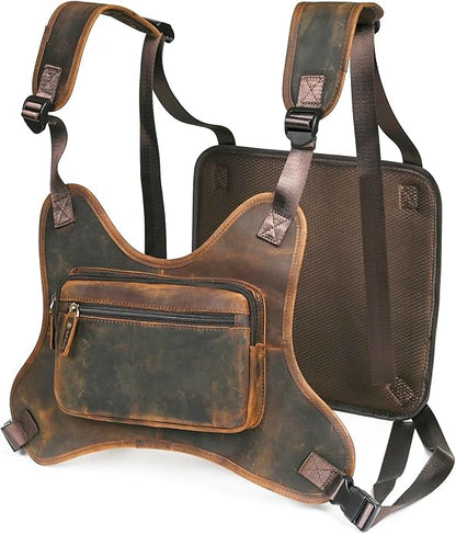 Thick Crazy horse Leather Triangle Crossbody Sling Chest Bag Travel One Shoulder Bag Daypack For Men Male 3028
