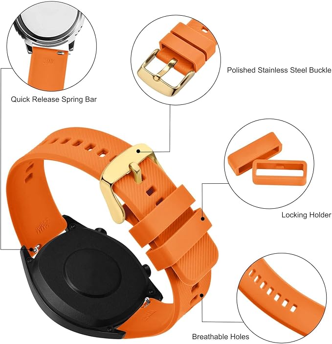 BISONSTRAP Watch Strap 18mm 19mm 20mm 21mm 22mm, Quick Release Silicone Watch Bands for Men Women