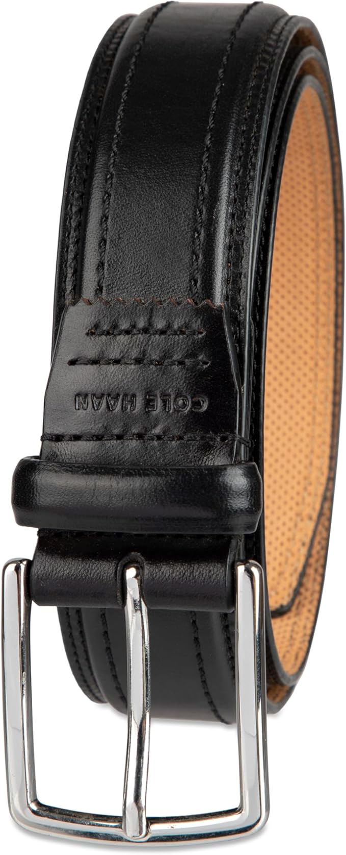 Cole Haan Men's Black Leather Dress Belt - Classic Style With Polished Buckle for Work Or Formal Wear